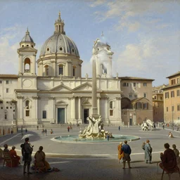 insanely detailed oil painting of piazza barberini in rome from the 1 8 th century, ultrafine detail, unreal engine, ue 5, trending on artstation