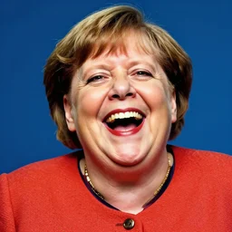 A psychedelic portrait of very obese and fat maniacally laughing angela merkel, vibrant color scheme, highly detailed, in the style of romanticism, cinematic, artstation, Moebius, Greg rutkowski