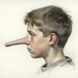 a realistic yet scraggly portrait sketch of the side profile of a young boy with a recessed jaw and big long nose with a messy bowlcut, trending on artstation, intricate details, in the style of frank auerbach, in the style of sergio aragones, in the style of martin ansin, in the style of david aja, in the style of mattias adolfsson