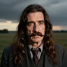 a young Woody Allen with Frank Zappa\'s mustache, easy, famous, glosssssy, bizarrrrre