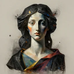 epic concept art. abstract female face silhouette mixing with black and color silk blankets. abstract sculpture. art deco swirls. particles simulation, vfx, cinema 4 d, tyflow. epic masterpiece, michelangelo. 1 7 th century french painting. classicism, concept art, matte painting. greg rutkowski, wlop, victo ngai, kandinski. female upperbody