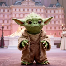 a film still of cosplay of yoda in the grand budapest hotel ( 2 0 1 4 )