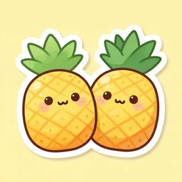 die cut sticker of anime chibi kawaii cute two pineapples