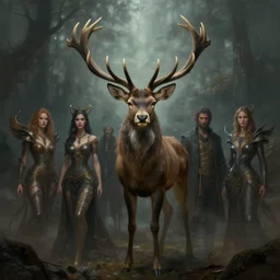 epic professional digital art of deer god, atmospheric lighting, painted, intricate, detailed, foreboding, by leesha hannigan, wayne haag, reyna rochin, ignacio fernandez rios, mark ryden, iris van herpen,, epic, stunning, gorgeous, much wow, cinematic, masterpiece.