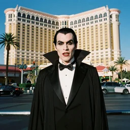 35mm portrait of a vampire in las vegas, trending on instagram