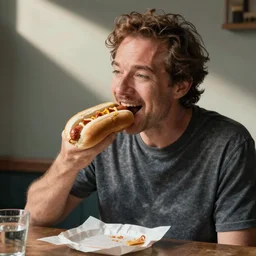 dave matthews eating a hot dog