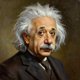 A realistic painting of Albert Einstein in the style of Picasso
