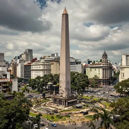panoramica de buenos aires en ruinas, apocaliptico, avenida 9 de julio obelisco, overgrowth, full hdr color, artstation render