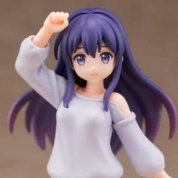 complete figure of emo girl wearing a comfy blouse, personification, tsurime eyes, tareme eyes, eyes by kon satoshi, ^. ^ eyes, dynamic pose, amiami, aniplex, kotobukiya, beautiful composition, 4 5 mm lens, focal length 2, hdr