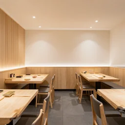 minimalist sushi restaurant interior, stuckincustoms hdr photography,