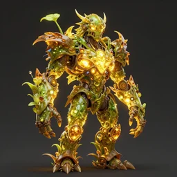 a humanoid plant monster, amber glow, highly detailed, digital art, sharp focus, trending on art station, plant, anime art style