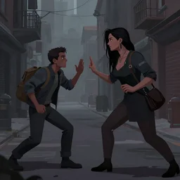 hone onna tricking men in the streets, tending on artstation, dark colors, digital art, 8 k