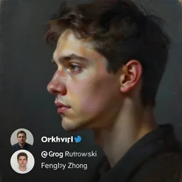painting of profile picture of orkhyd twitter account, sharp focus, face focused, trending on ArtStation, masterpiece, by Greg Rutkowski, by Ross Tran, by Fenghua Zhong, octane, soft render, oil on canvas, moody lighting, high contrast, cinematic, pics that go hard, professional environmental concept art