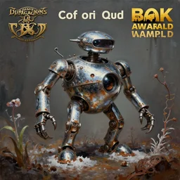 a tarnished chrome drillbot, caves of qud, matte oil painting, retrofuturistic, concept art, science fantasy, post - apocalyptic, mutant, rpg, epic, rust, salt, plants, dungeons & dragons, toxic, sharp focus, award - winning, extremely detailed, 4 k, 8 k