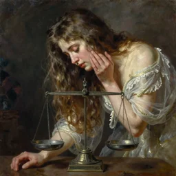 scales ⚖ weighing a weeping woman. painting by craig mullins