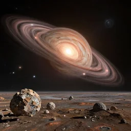 a photorealistic landscape of a trisolaris system
