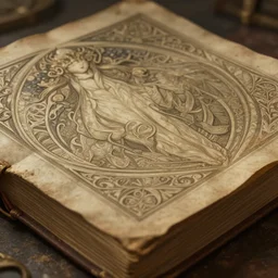 close up of a dusty spell book, deep focus, d & d, fantasy, intricate, elegant, highly detailed, digital painting, artstation, concept art, matte, sharp focus, illustration, hearthstone, art by artgerm and greg rutkowski and alphonse mucha