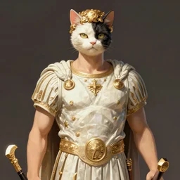 illustration of the roman emperor augustus neko man half cat, character design, art station, epic, elegant, masterpiece of dan luvisi