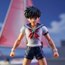 sailor in colorstorm, leatherette figurine, depth of field, analog film, vivid dynamic composition, smooth, diffuse lightning, by yoro sean, surreal, lifelike, masterpiece, physical based rendering, featured on pixiv, octane renderer, trending on pinterest