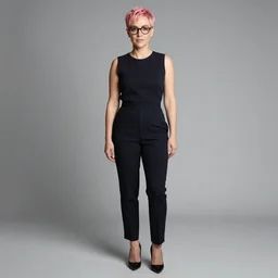 photo of a gorgeous Gillian Anderson pink pixie cut hair hipster glasses by Mario Testino, detailed, full body shot, award winning, Sony a7R