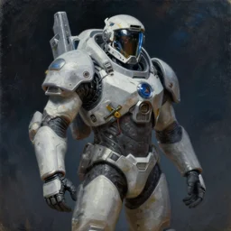 space warrior, oil on canvas, high detail, trending on artstation