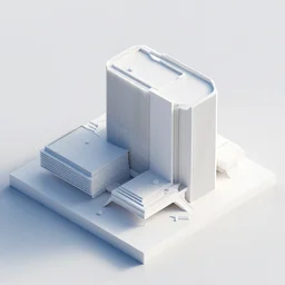 highly detailed pristine impressive professional render, isometric render of a white architecture model. brutalist, artstation, cgsociety, deviantart. octane, maya, 3 dsmax, vray. subsurface scattering, directional path tracing, caustics, hdri, volumetric lighting. 8 k. hdr. blender, cycles, demo scene