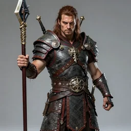 Brutal badass warrior, male, manly, parody, D&D