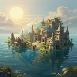 a beautiful painting of a a half sunken abandoned 2 1 st century city in the rising waters of dying earth being reclaimed by nature | unreal engine :. 4 | radiant soft light : : cinematic lighting : : volumetric : : 0. 6 beautiful lighting : : ray tracing global illumination, ray tracing reflections, insanely detailed, hyper realistic, super detailed : : blurry : : - 0. 3 cropped : : - 0. 3 out of focus : : - 0. 3