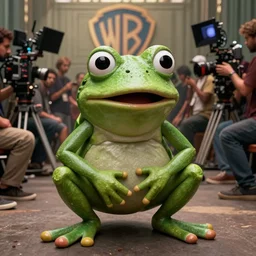 dramatic pepe frog in the frame of a cult thriller film, long shot, filming, high quality, hd, 4 k, vhs, cinematic, warner, hbo, cinema frame, screenshot