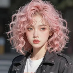 A digital painting of Alyssa, anime thai girl, messy curly pastel hair, streetwear fashion, clear clean face, face by lya kushinov, Avetetsuya Studios