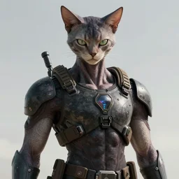 art by ayami kojima, portrait of an alien humanoid feline, tall and muscular, predatory look, wearing a futuristic tactical gear, sharp focus, cinematic lighting, artstation hq.