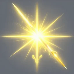 a purifying javelin radiating bright yellow energy, radiant and holy aura, digital art, plain background