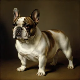 fat french bulldog by leonardo da vinci painting classical art impressionist masterpiece