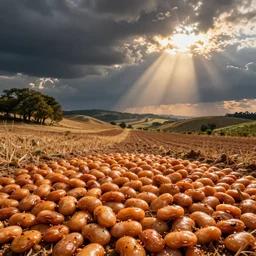 Landscape, made of baked beans.