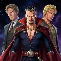 a highly cosmic one piece portrait of stephen strange, james gurney, james jean