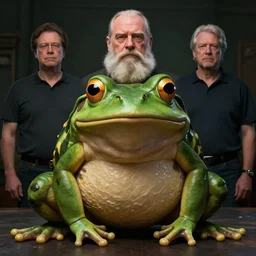 hyperrealistic mixed media image of a ( info wars ) alex jones with the body of a bullfrog, stunning 3 d render inspired art by greg rutkowski and xiang duan and thomas eakes, perfect symmetry, flesh texture, realistic, highly detailed attributes and atmosphere, dim volumetric cinematic lighting, 8 k octane detailed render, post - processing, masterpiece,