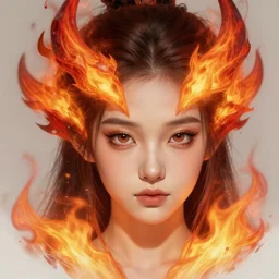 Character concept art of a fire elemental || cute-fine-face, pretty face, realistic shaded Perfect face, fine details by Stanley Artgerm Lau, WLOP, Rossdraws, James Jean, Andrei Riabovitchev, Marc Simonetti, and Sakimichan, tranding on artstation