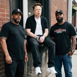 elon musk hanging out on grove street, chilling with the ballas