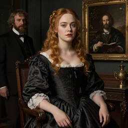 Elle Fanning in a dark room, artstation, by J. C. Leyendecker and Peter Paul Rubens, Extremely detailed. 4K. Award winning.