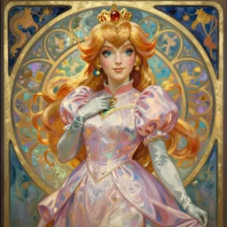 beautiful art nouveau painting of princess peach by mucha