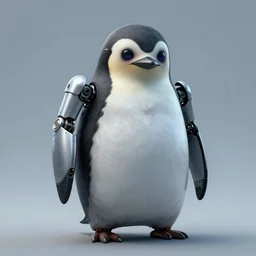 concept art, Anthropomorphic humanoid robot penguin, creepy