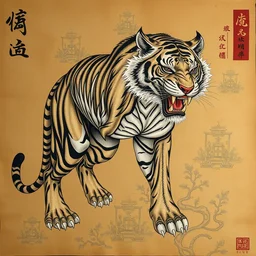 a hyperdetailed design of a oriental tiger whole body, tiger structure, ferocious, chinese mythology, victo nga, fumo yoshitoshi, ren jing jeong, feifei ruan, peter mohrbacher,, biomehieronymus spang, arunanondchai, murals, veileducationary, esllection