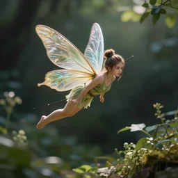 photo of a fairy flying on a garden, dramatic, f / 2. 8, hard lighting