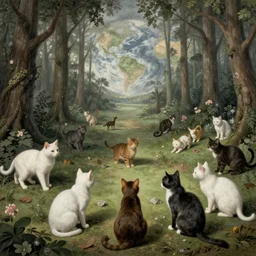 cats taking over the world in the style of hieronymus bosch