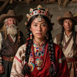 detailed ultrarealistic photography front medium shot of fantasy ethnic rustic tibetan aztec girl leyendecker, norman rockwell, greg rutkowski, jim henson artstation cinematic, vray game of thrones, lord of the rings