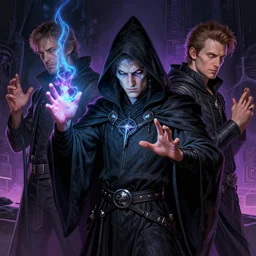 highly detailed portrait of a dark mage casting a spell by alex grey, patrick woodroffe, mark ryden created by gustave dore and greg rutkowski, high detailed, smooth draw, synthwave neon retro, intricate, realistic proportions, dramatic lighting, trending on artstation