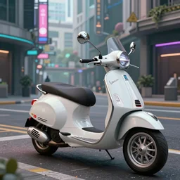 Wonderland cyberpunk, Vespa, artstation, realistic, environments, 4k