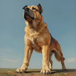 perspection art by wlop : upwards perspective : giant dog