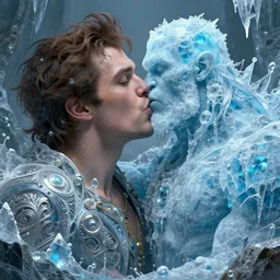 hank hill kissing an ice giant, fantasy concept art, intricate detail