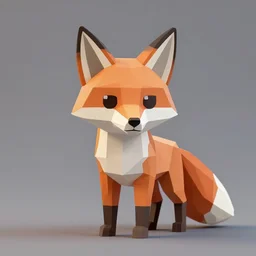 a fox as a low poly count portrait